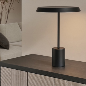 Lampada da tavolo moderna nera con effetto legno led 3000k