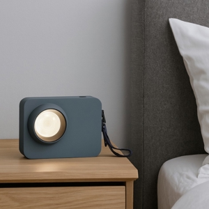 Abat-jour lampada da comodino macchina fotografica moderna blu grigio