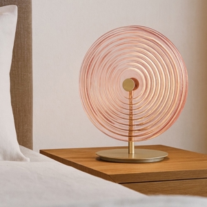 Ondaluce jokey abat-jour da comodino tonda vetro rosa led 3000k