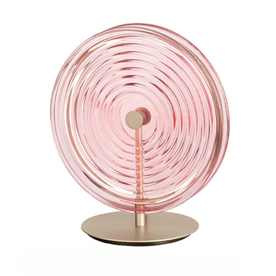 Ondaluce jokey abat-jour da comodino tonda vetro rosa led 3000k