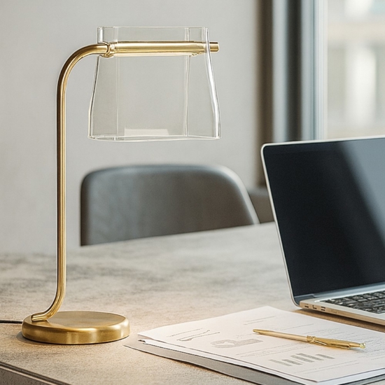 Lampada da scrivania cabaret oro paralume vetro maytoni Lampada da scrivania cabaret oro paralume vetro maytoni