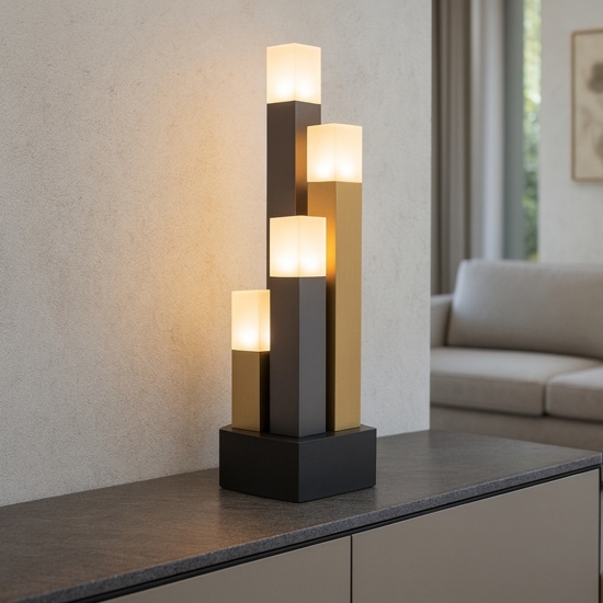 Lampada da tavolo nero marrone oro design moderna estanterios eglo