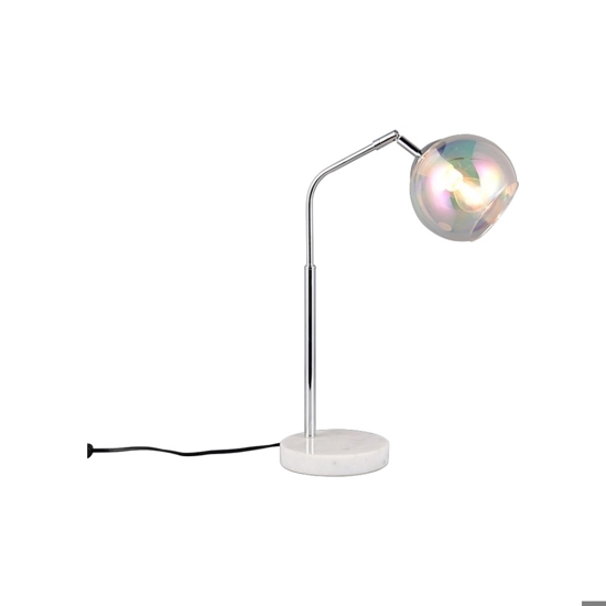 Lampada da tavolo orientabile base effetto marmo bianco cromo Lampada da tavolo orientabile base effetto marmo bianco cromo