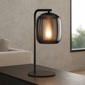 Ciampino eglo lampada da tavolo minimal con paralume grigio in vetro