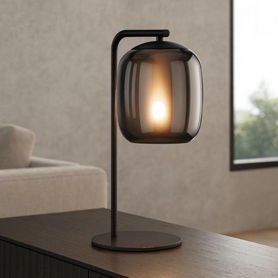 Ciampino eglo lampada da tavolo minimal con paralume grigio in vetro