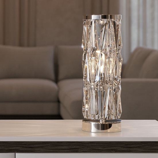 Maytoni lampada da tavolo puntes per soggiorno cromo in cristallo maytoni