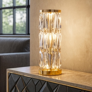 Lampada da tavolo puntes per salotto oro in cristallo maytoni
