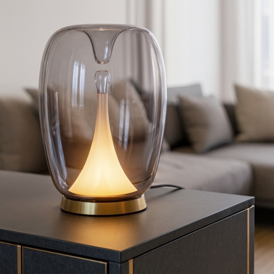 Maytoni splash lampada da tavolo design led 15w 3000k vetro fume