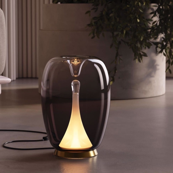 Maytoni splash lampada da tavolo design led 15w 3000k vetro fume