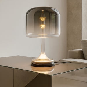 Lampada da tavolo spirito maytoni vetro fume' nera led 18w 3000k dimmerabile