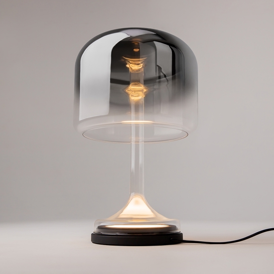 Lampada da tavolo spirito maytoni vetro fume' nera led 18w 3000k dimmerabile