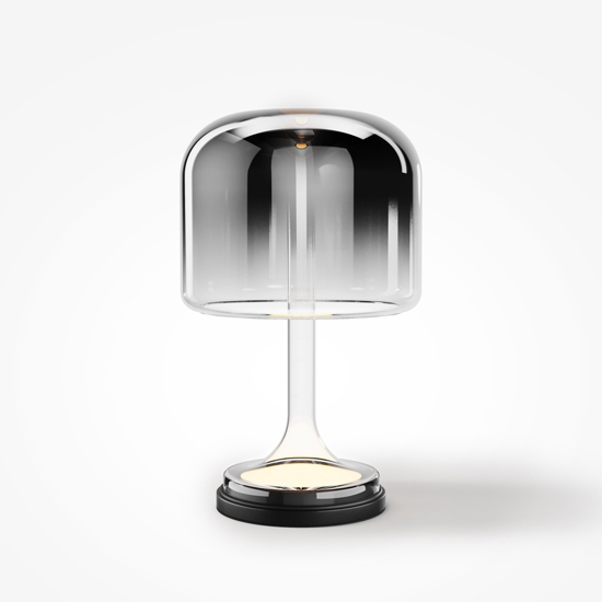 Lampada da tavolo spirito maytoni vetro fume' nera led 18w 3000k dimmerabile
