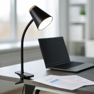 Lampada da scrivania per ufficio orientabile nera con pinza led 4.5w 3000k