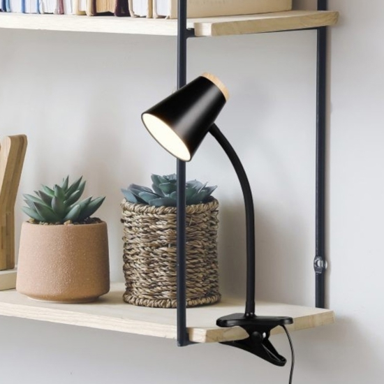 Lampada da scrivania per ufficio orientabile nera con pinza led 4.5w 3000k