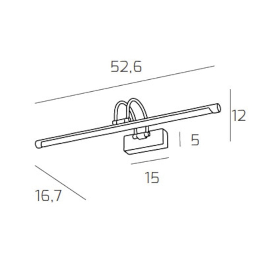 Applique per bagni sopra specchio tubolare led 4000k 12w 52.6cm
