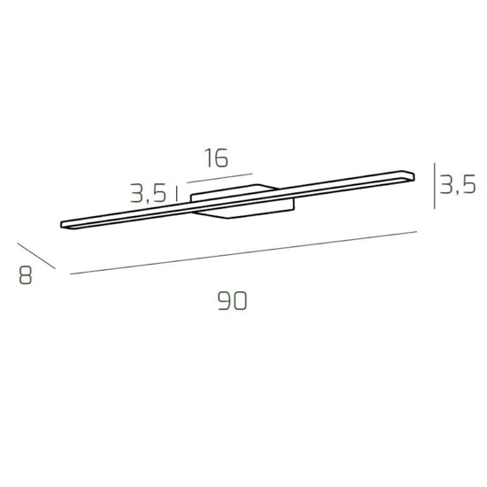 Applique per specchio da bagno 90cm 14w 4000k cromato