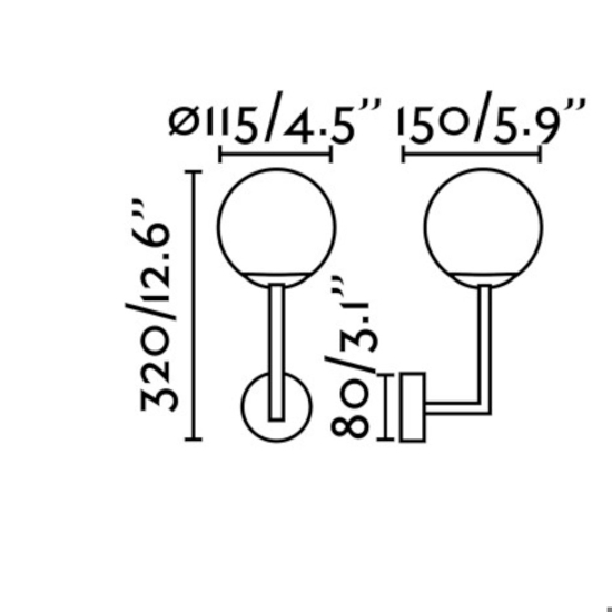 Applique da bagni sfera vetro bianco cromato