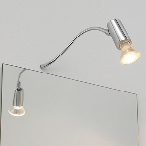 Applique da bagno design curvo cromo luce orientabile