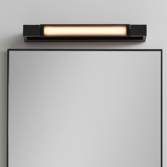 Applique orientabile nero led 12w 3000k per specchio da bagno