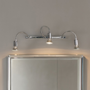 Applique da bagni per specchio 3 bracci flessibili metallo cromato