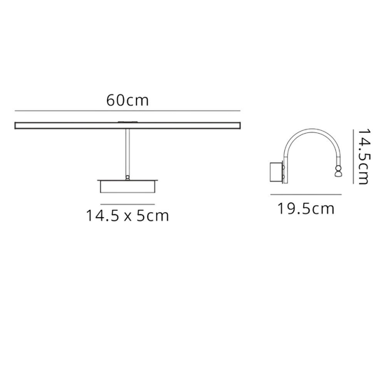 Applique nero 60cm per specchio da bagno led 12w 3000k Applique nero 60cm per specchio da bagno led 12w 3000k