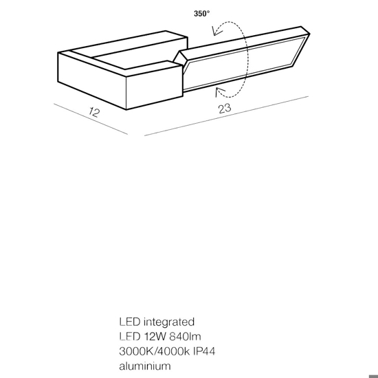 Applique da parete moderna oro orientabile led 12w 4000k