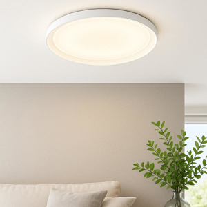 Plafoniera moderna bianca biemissione luce led 37w cct rorondo top light plana