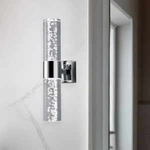 Applique da bagno led 6w 3000k moderna vetro e cromo