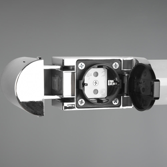 Applique da bagno cromo led 8w 3000k con presa elettrica Applique da bagno cromo led 8w 3000k con presa elettrica