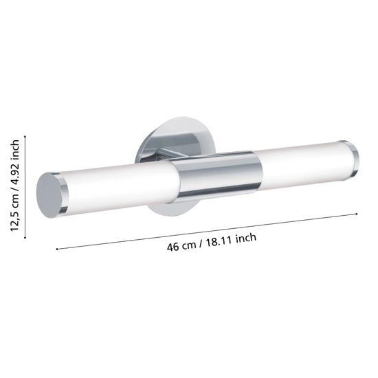 Palmera eglo applique da bagno cilindrico in vetro opaco per specchio ip44