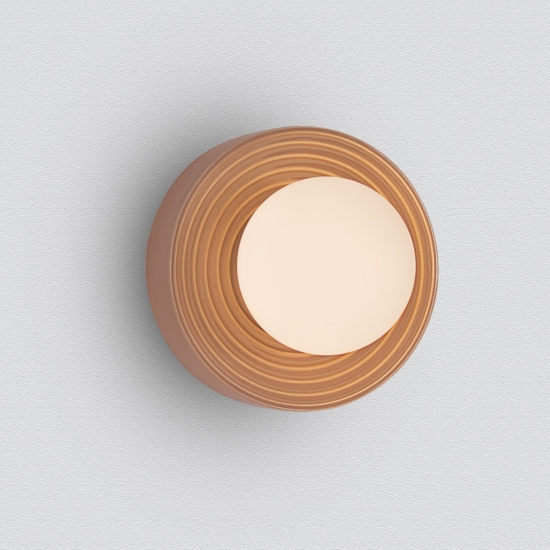 Applique da parete con sfera in vetro moderna colore caramello