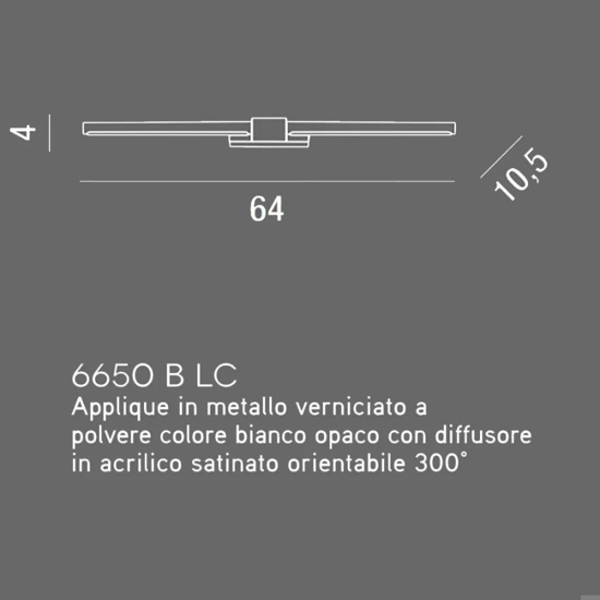 Applique bianco per specchio 12w 3000k 64cm line perenz illuminazione