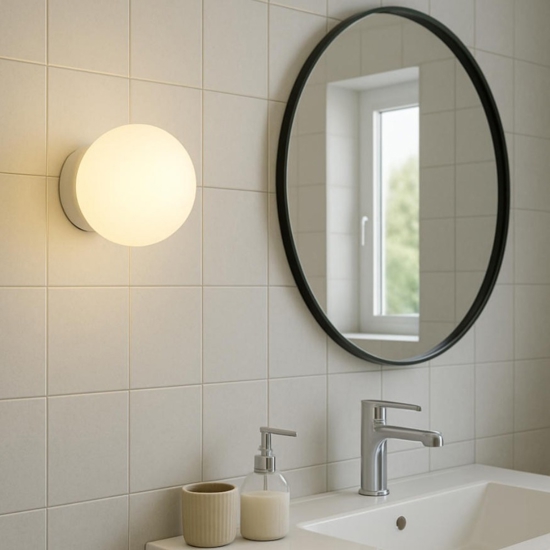 Perenz applique da bagno maga bianca sfera vetro Perenz applique da bagno maga bianca sfera vetro