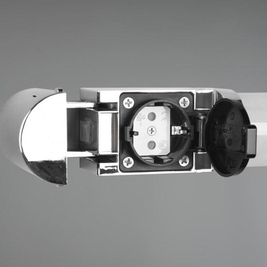 Applique tubo led 16w 3000k cromo per bagno con presa elettrica Applique tubo led 16w 3000k cromo per bagno con presa elettrica