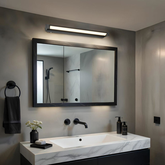 Applique da bagno nera led 15w 3000k 4000k dimmerabile luce orientabile