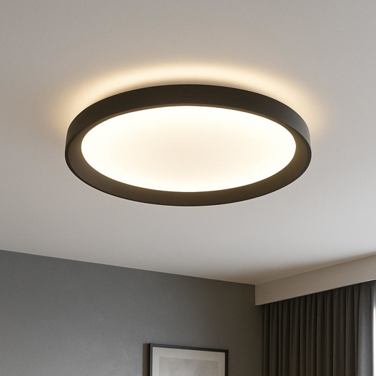Top light plafoniera led plana rotonda nera 40cm biemissione luce 37w cct