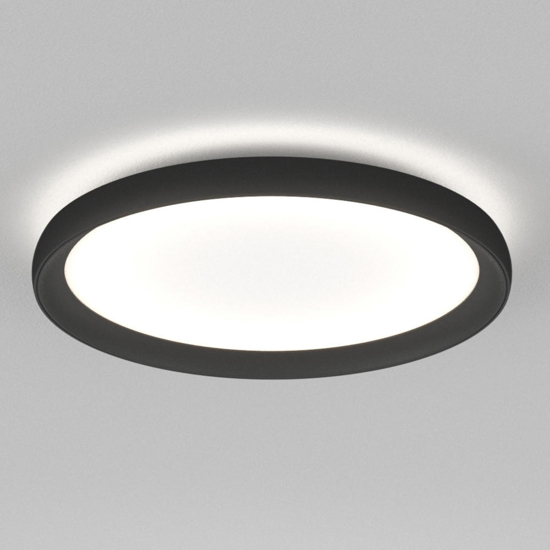 Top light plafoniera led plana rotonda nera 40cm biemissione luce 37w cct