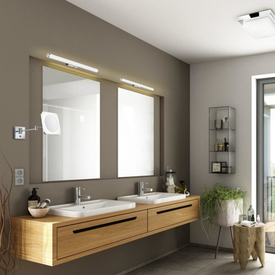 Applique cromo per specchio bagno 60cm led 6w 3000k