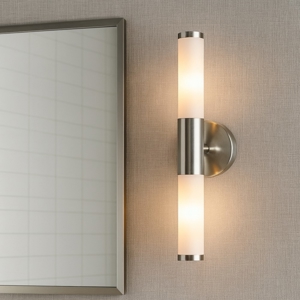 Palmera eglo applique da bagno moderno in vetro bianco 2 luci ip44