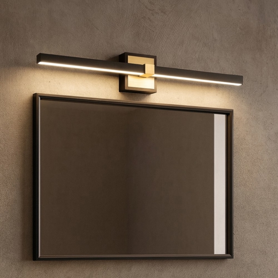 Peguera eglo applique per specchio da bagno nero oro 11w 3000k Peguera eglo applique per specchio da bagno nero oro 11w 3000k