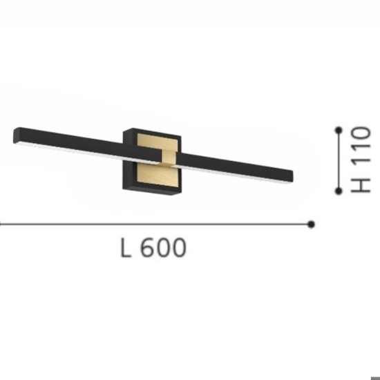 Peguera eglo applique per specchio da bagno nero oro 11w 3000k Peguera eglo applique per specchio da bagno nero oro 11w 3000k