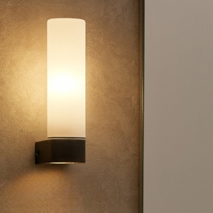 Applique nera da bagno moderno vetro bianco ip44