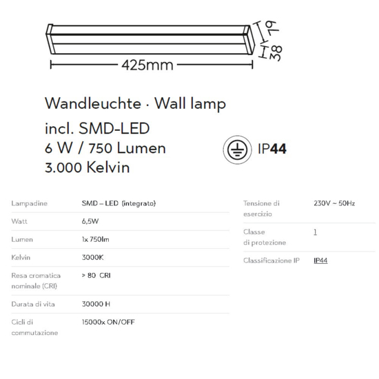 Applique da bagno moderno 6,5w 3000k cromo Applique da bagno moderno 6,5w 3000k cromo
