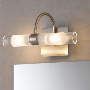 Applique specchio bagno due luci cromo e vetro ip44