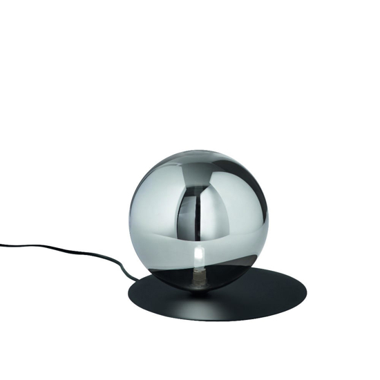 Ondaluce snail abat-jour lampada da comodno nera sfera in vetro fume