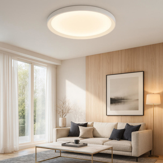 Plafoniera bianca top light plana rotonda 50cm biemissione luce 44w cct