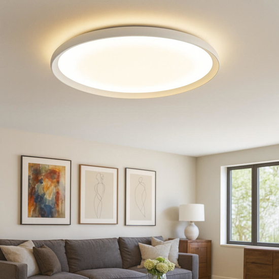 Top light plana plafoniera moderna bianca rotonda biemissione led 55w cct