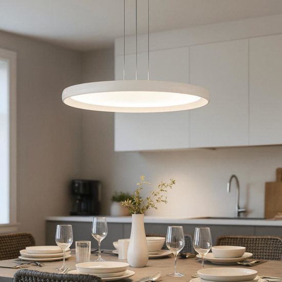Lampadario da cucina plana top light bianco rotondo led25w cct