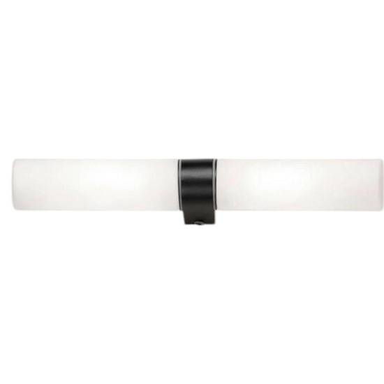 Applique nera per bagno 2 luci vetro bianco ip44 Applique nera per bagno 2 luci vetro bianco ip44