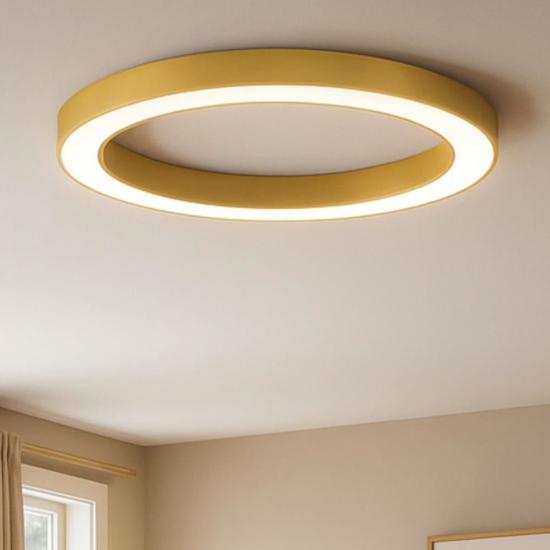 Plafoniera moerna tonda led 80w 3000k e 4000k dimmerabile oro 100cm
